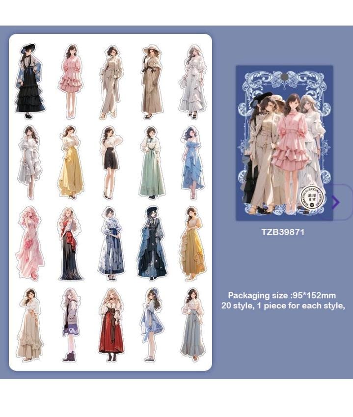 Romantic Girl Sticker - 20pcs