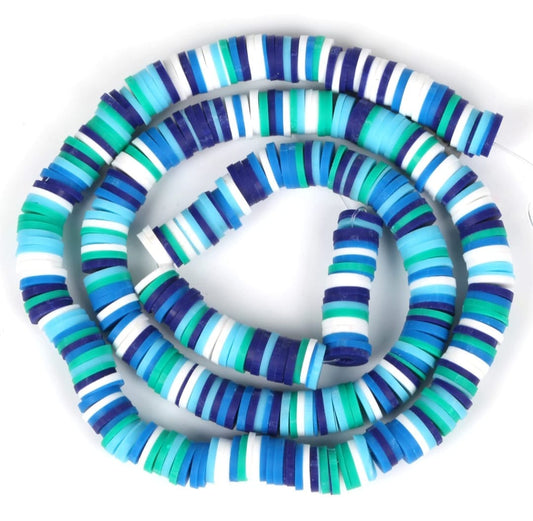 Polymer Beads flat cut rounds - Sky Blue Theme