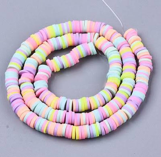 Polymer Beads flat cut rounds - Pastel Theme