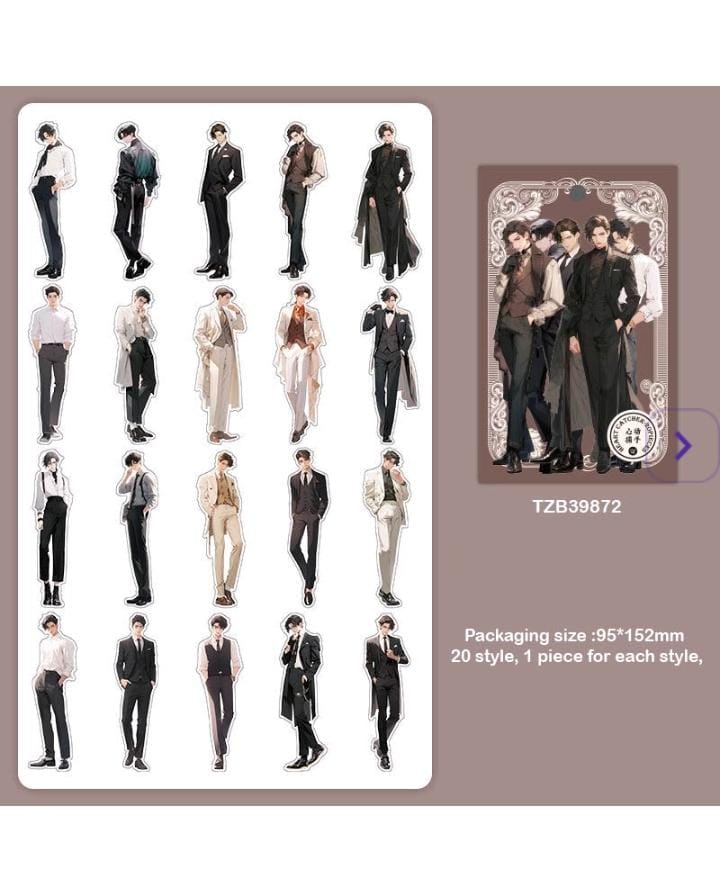 Romantic Boy Sticker - 20pcs