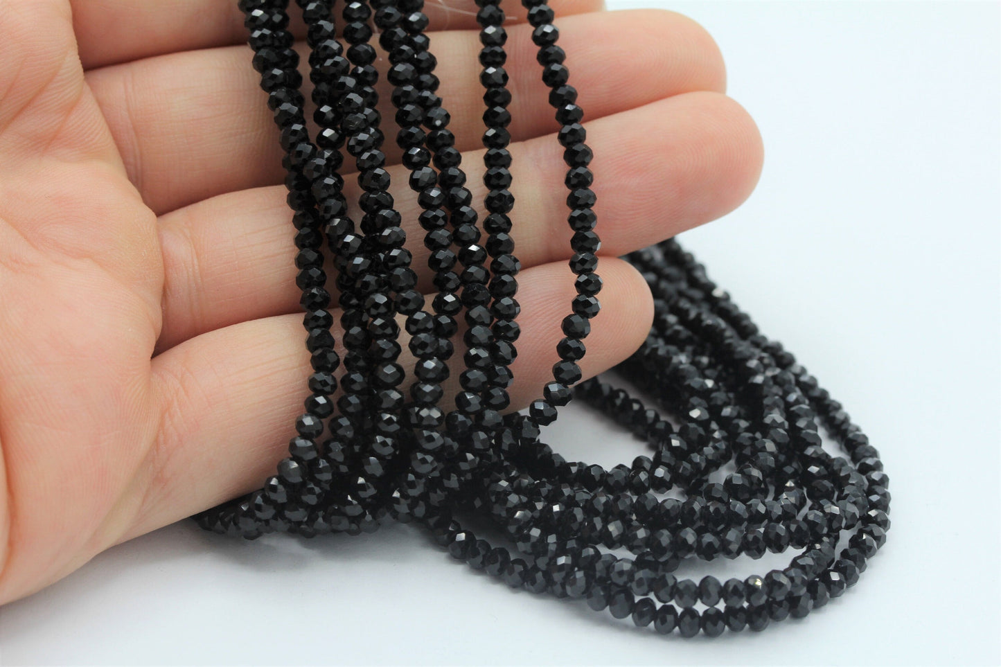Black Crystal Beads -  3mm