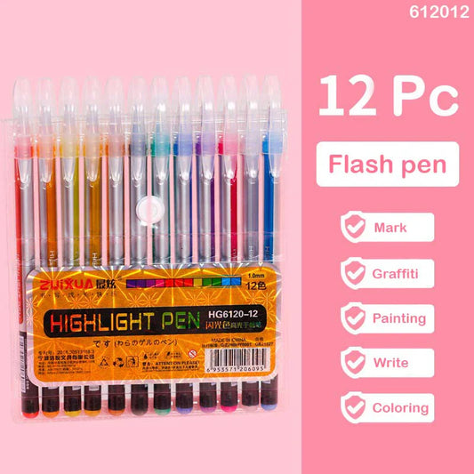 Glitter Highlight Pens - Set of 12
