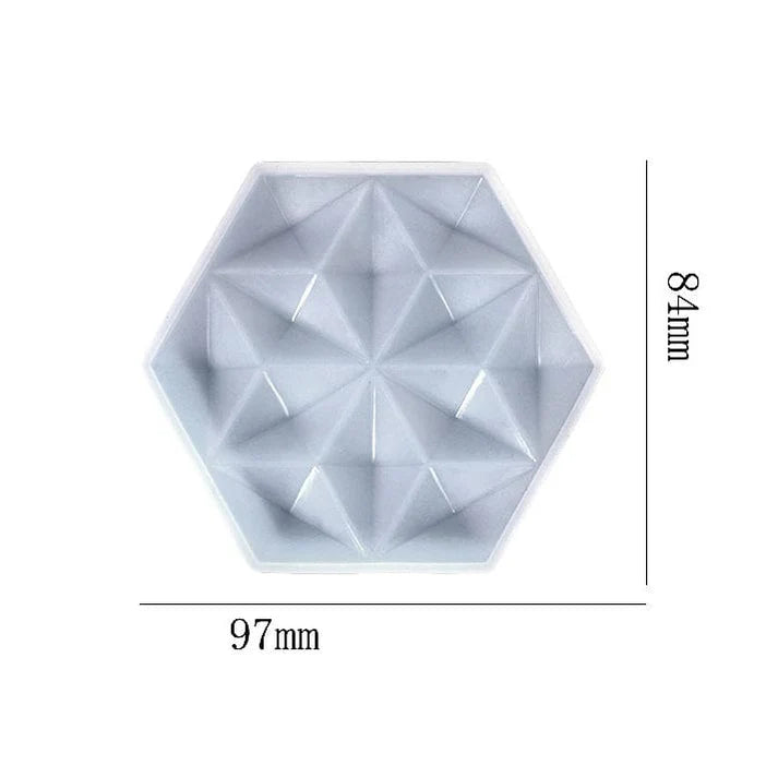 Hexagon With 3D Star Corner Coaster Mold - D1